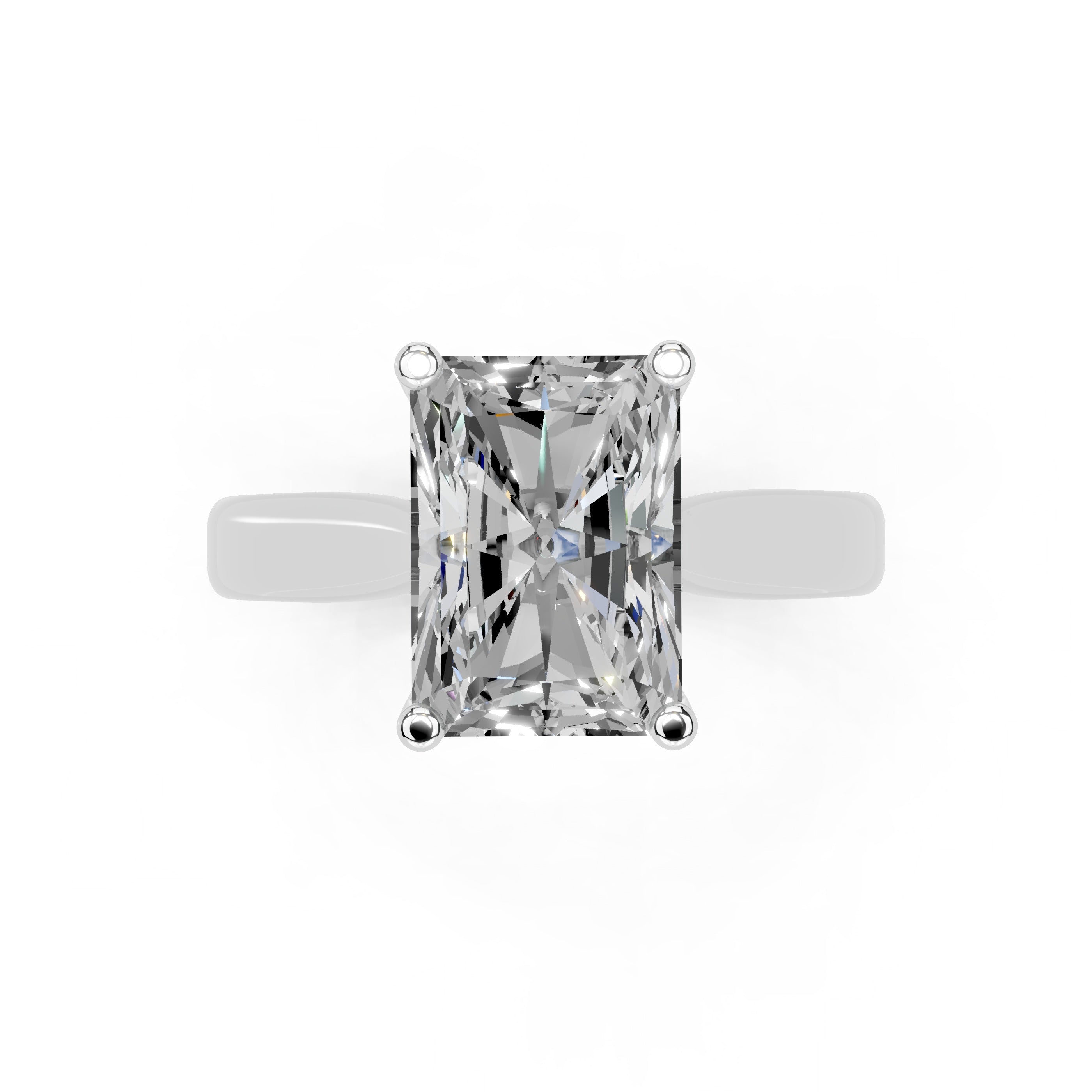 Radiant Cut Cathedral Solitaire Lab Grown Diamond Engagement Ring (3mm width)