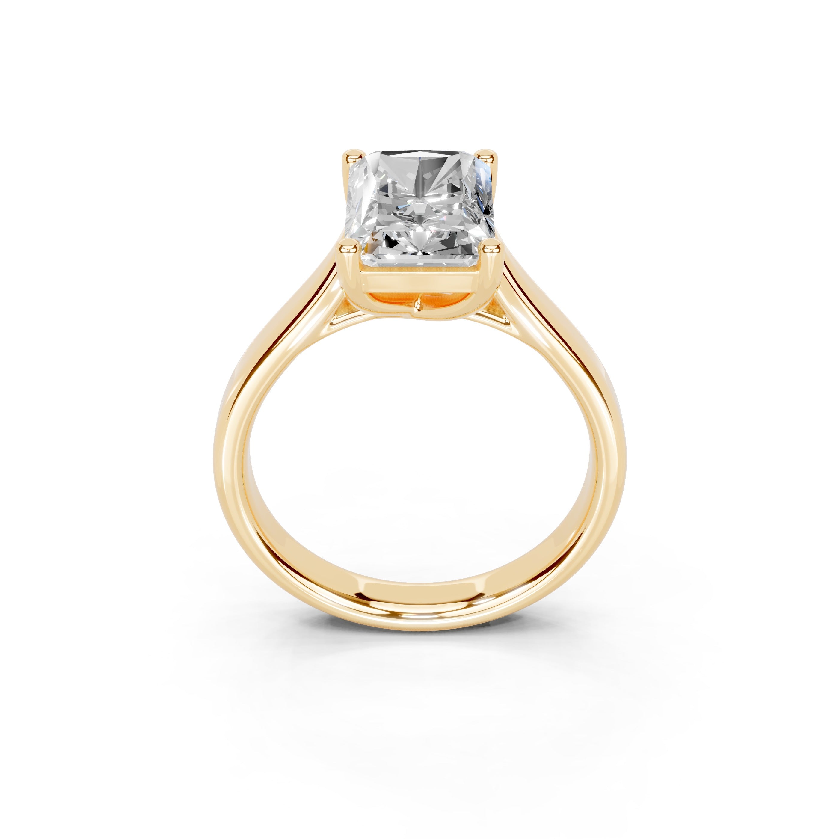 Radiant Cut Cathedral Solitaire Lab Grown Diamond Engagement Ring (3mm width)