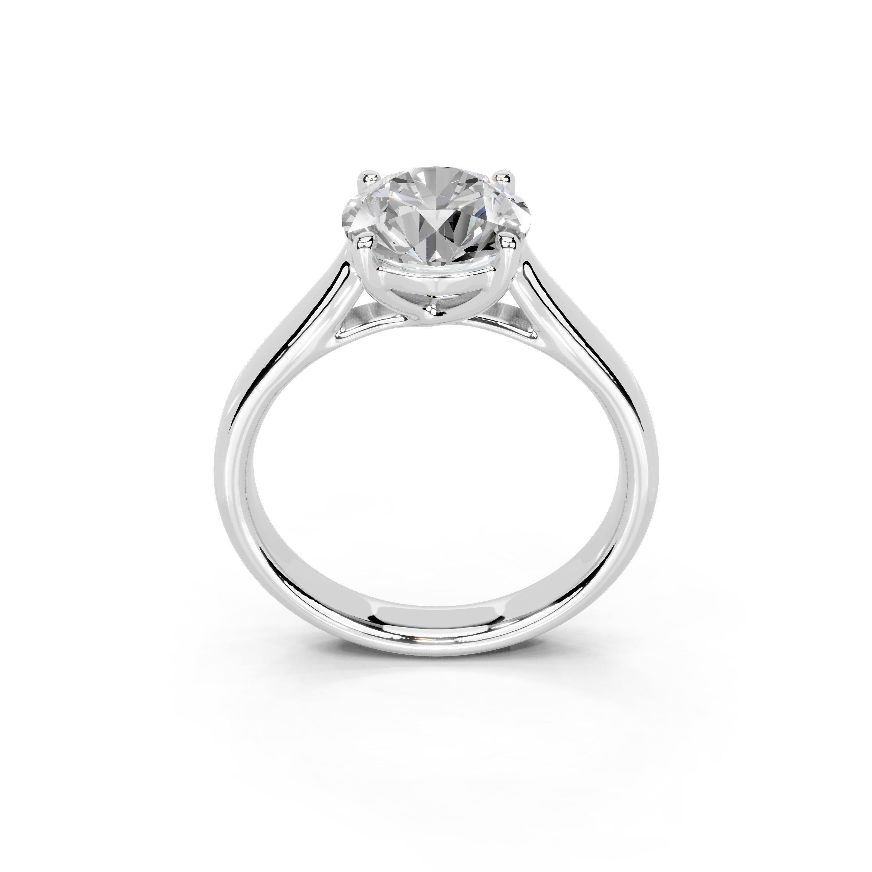 Round Cut Cathedral Solitaire Lab Grown Diamond Engagement Ring (3mm width)