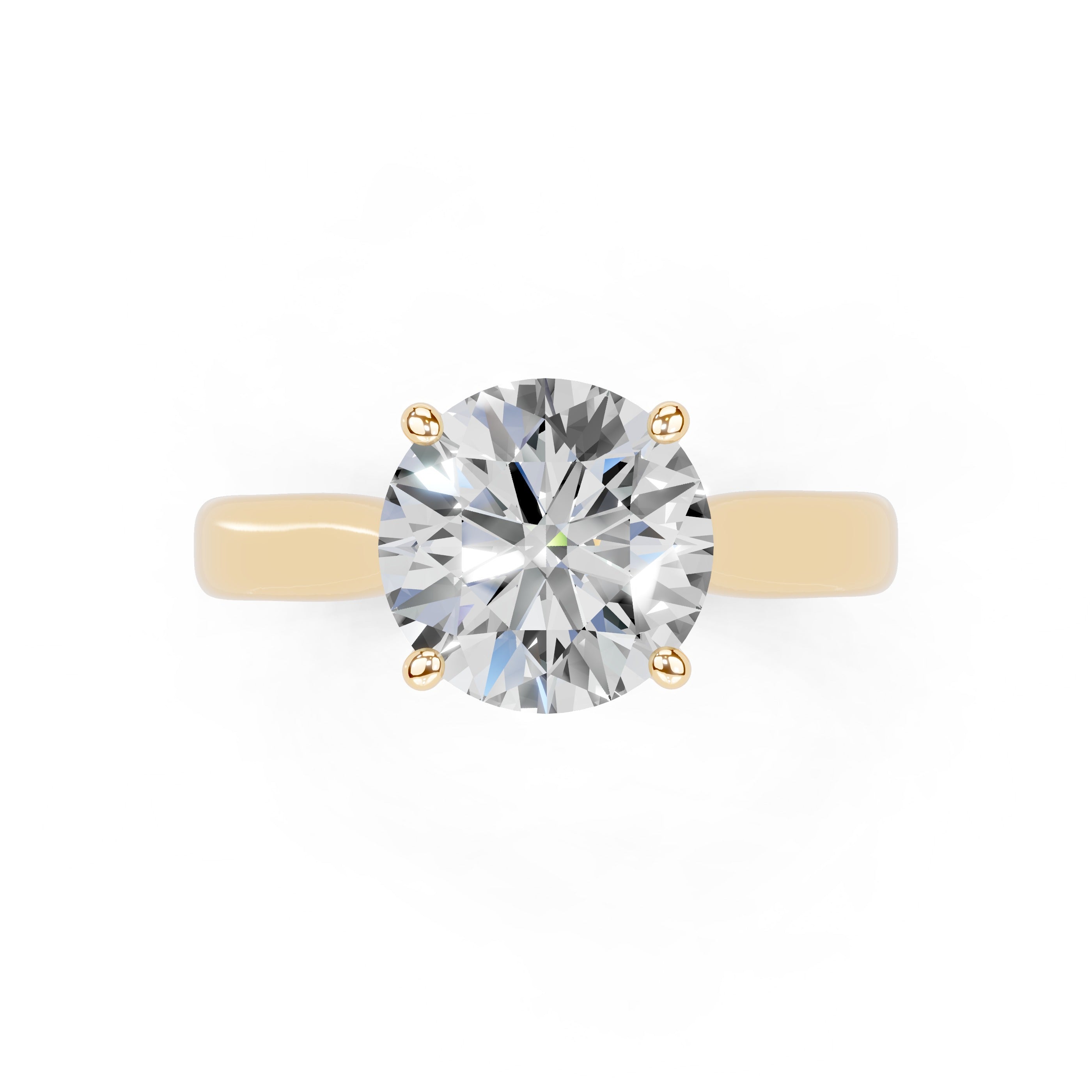 Round Cut Cathedral Solitaire Lab Grown Diamond Engagement Ring (3mm width)