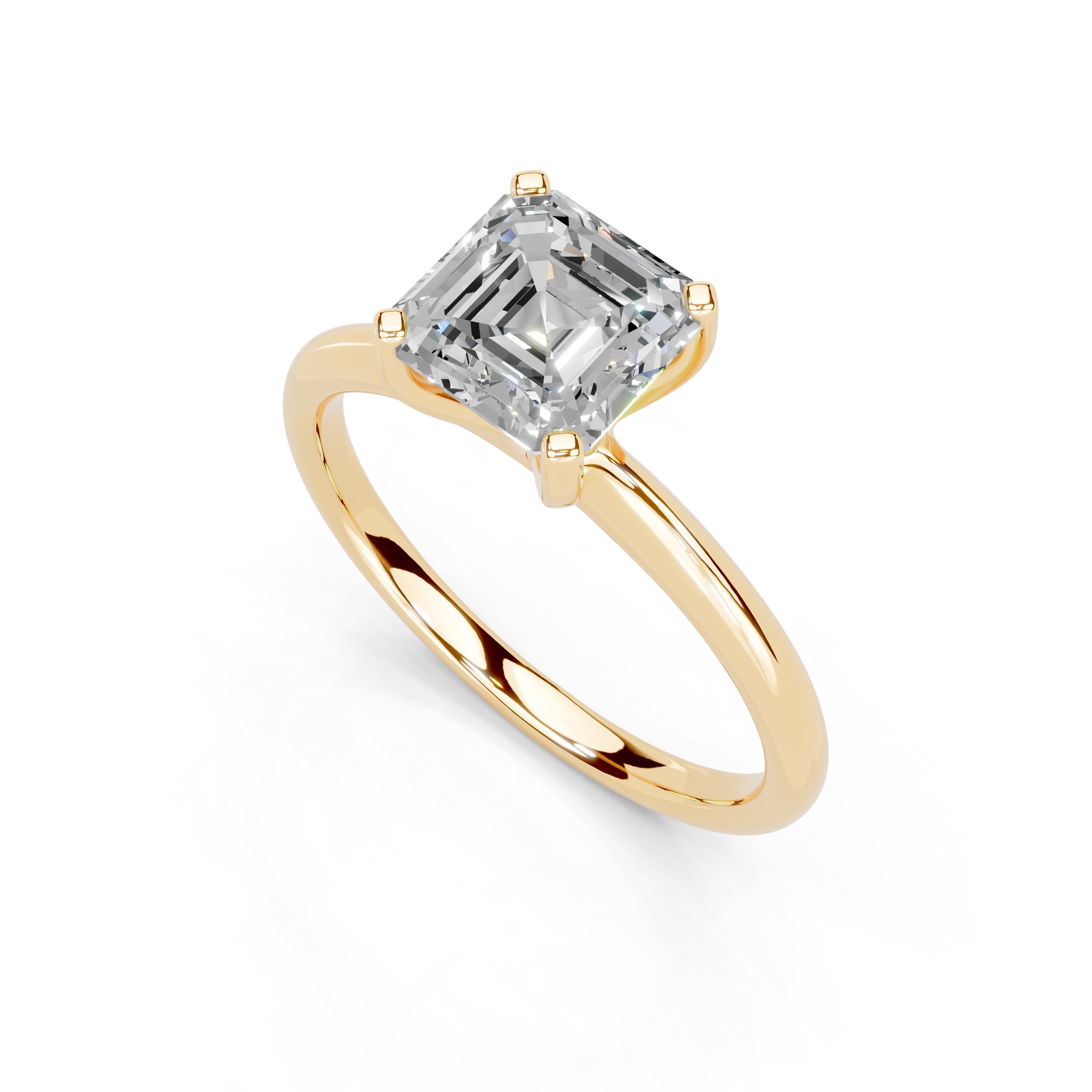 Asscher Cut Knife Edge  Solitaire Lab Grown Diamond Engagement Ring (2 mm width)