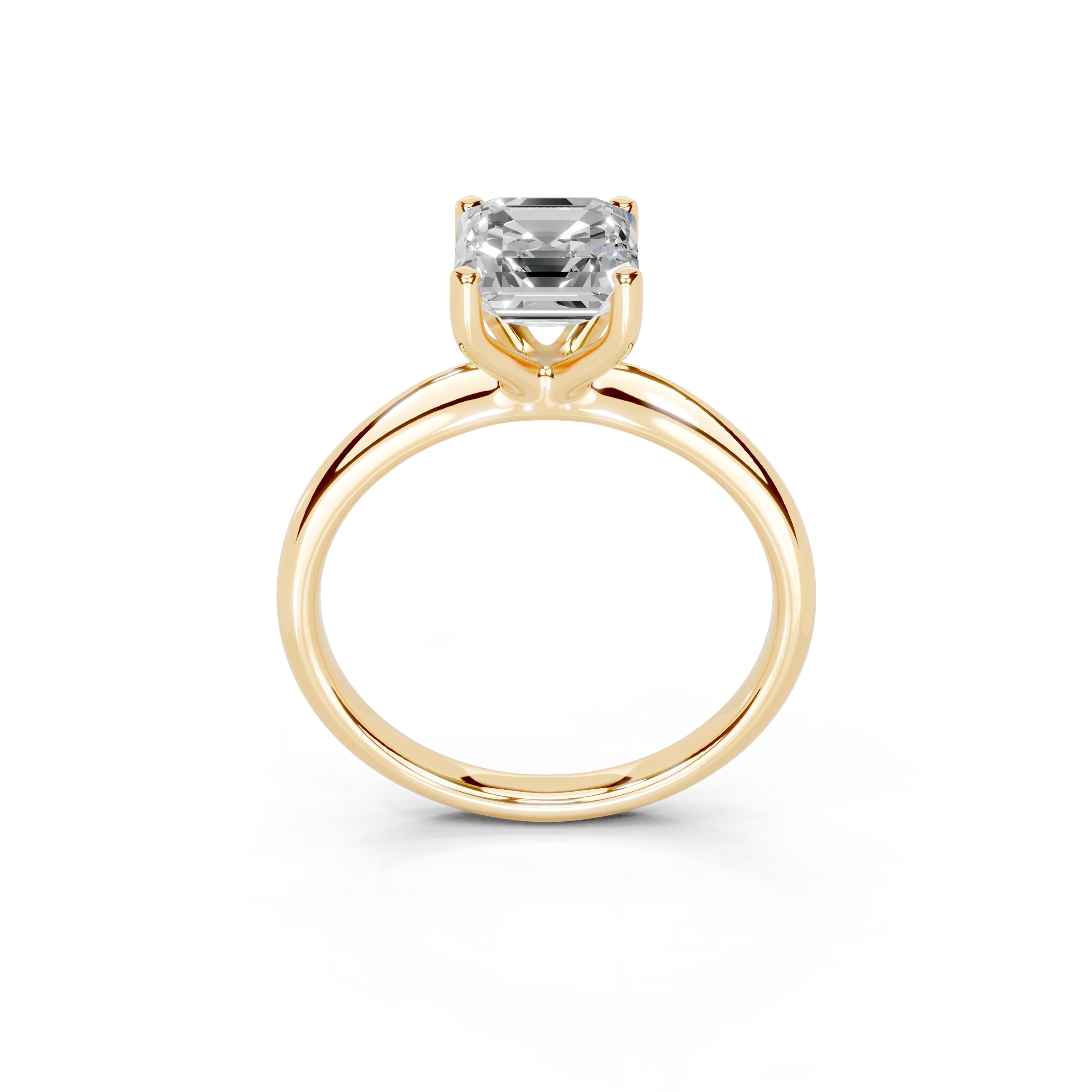 Asscher Cut Knife Edge  Solitaire Lab Grown Diamond Engagement Ring (2 mm width)