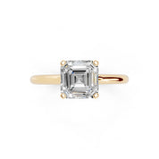 Asscher Cut Knife Edge  Solitaire Lab Grown Diamond Engagement Ring (2 mm width)