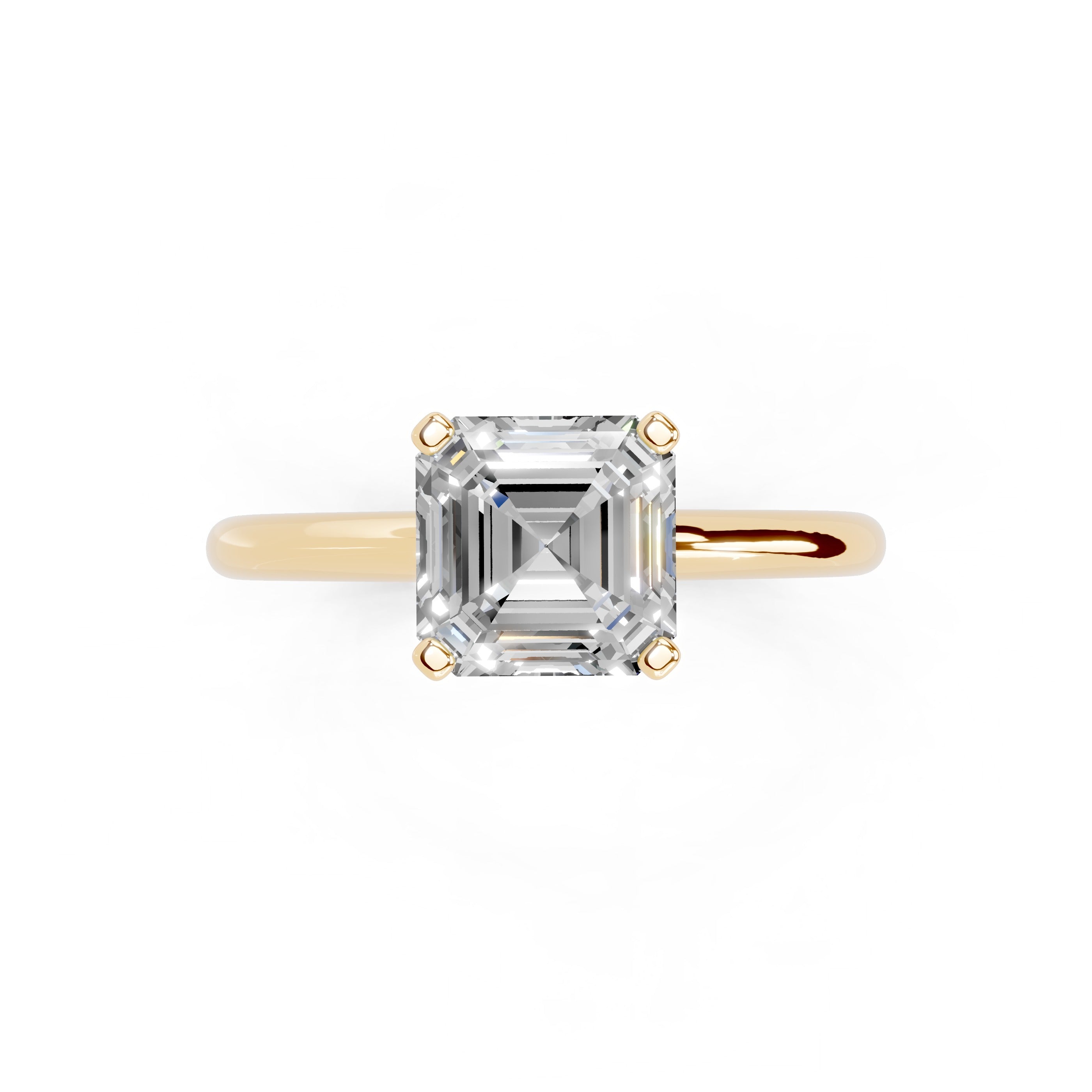 Asscher Cut Knife Edge  Solitaire Lab Grown Diamond Engagement Ring (2 mm width)