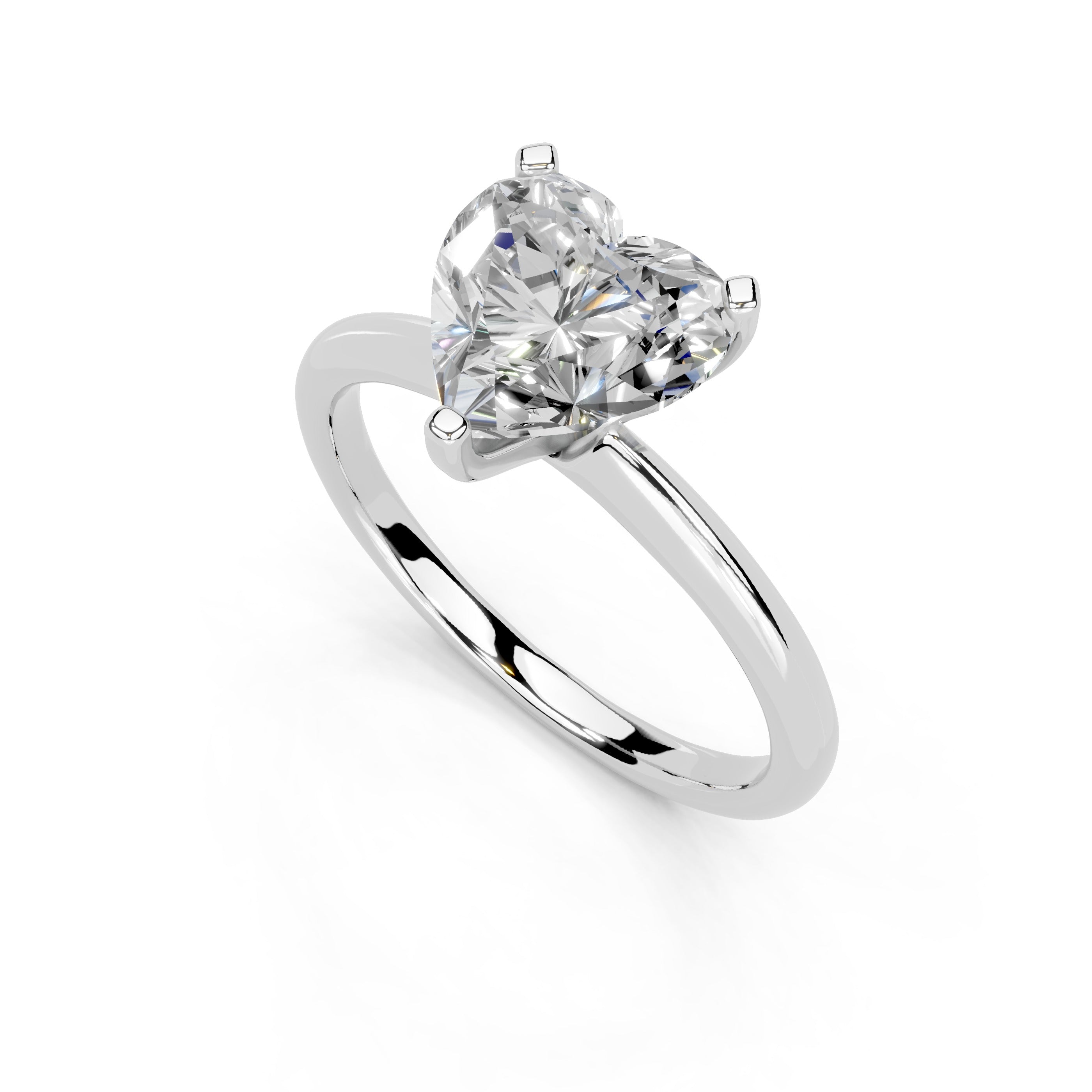 Heart Cut Knife Edge  Solitaire Lab Grown Diamond Engagement Ring (2 mm width)