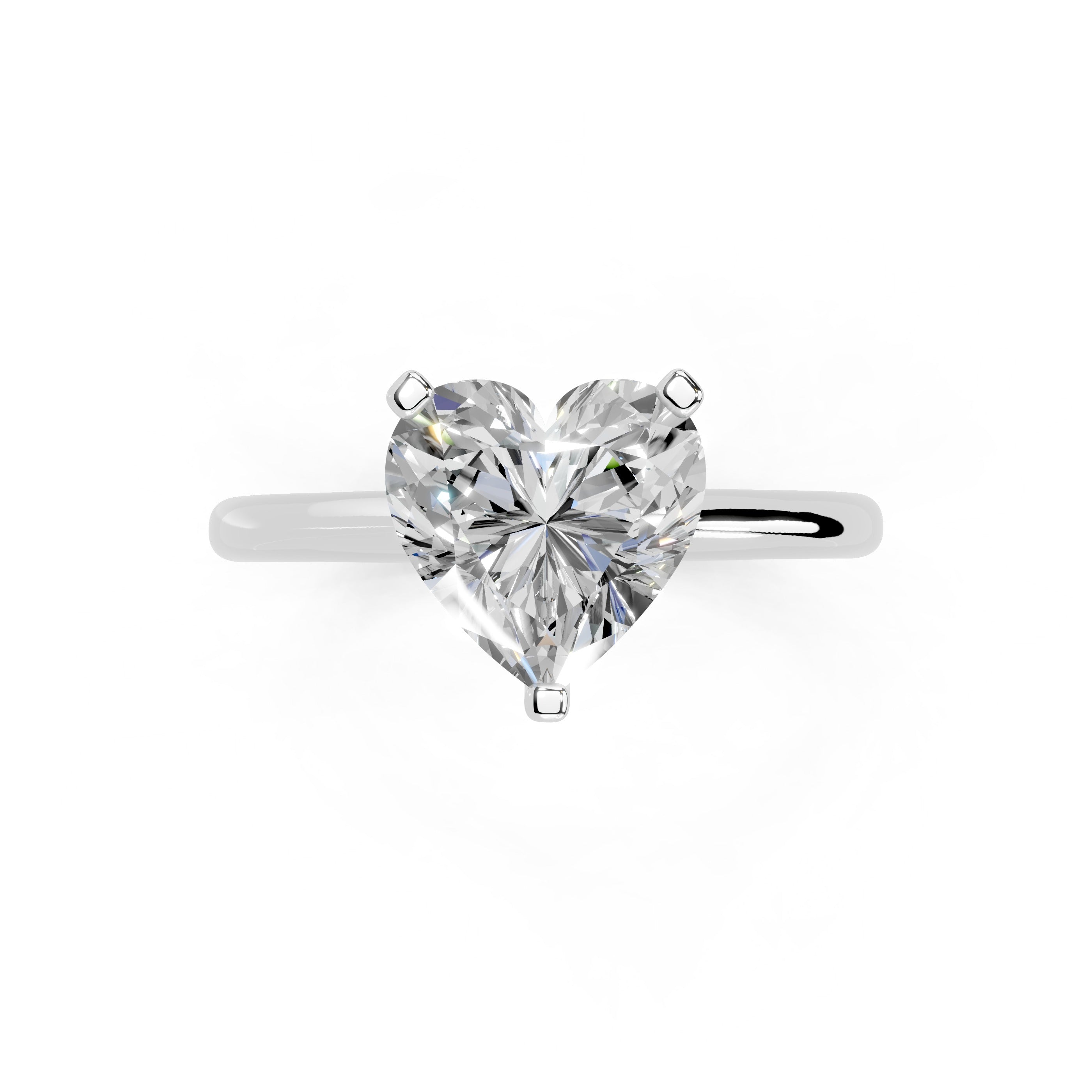 Heart Cut Knife Edge  Solitaire Lab Grown Diamond Engagement Ring (2 mm width)