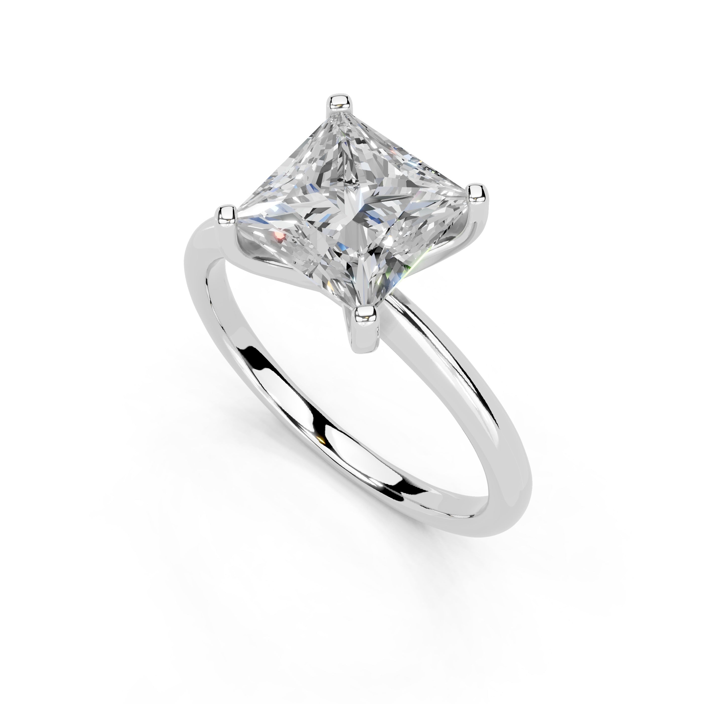 Princess Cut Knife Edge  Solitaire Lab Grown Diamond Engagement Ring (2 mm width)