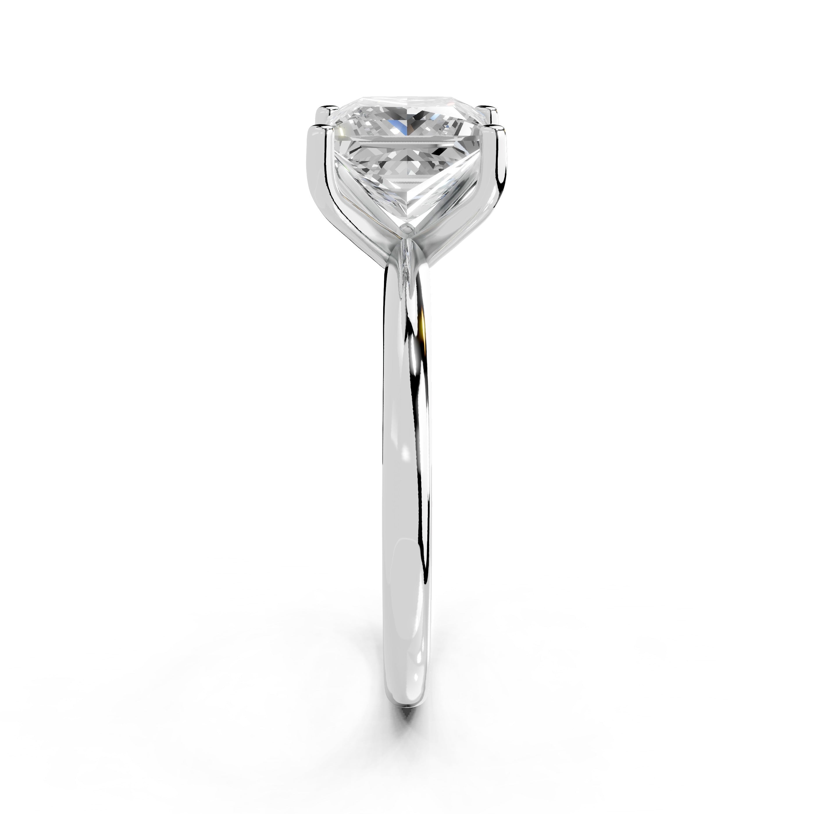 Princess Cut Knife Edge  Solitaire Lab Grown Diamond Engagement Ring (2 mm width)