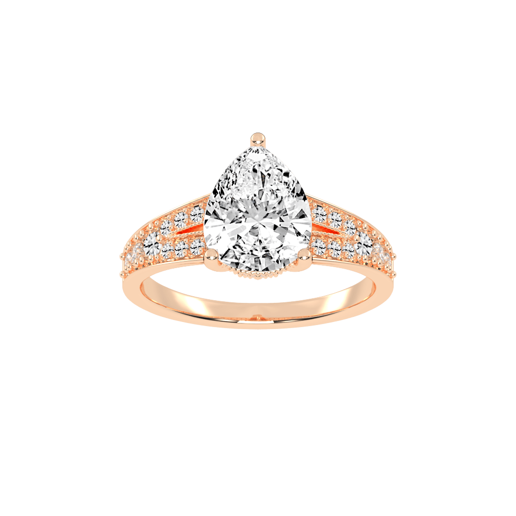 Pear Cut Split Shank  Lab Grown Diamond Engagement Ring