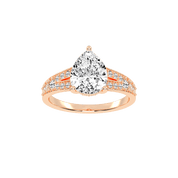 Pear Cut Split Shank  Lab Grown Diamond Engagement Ring