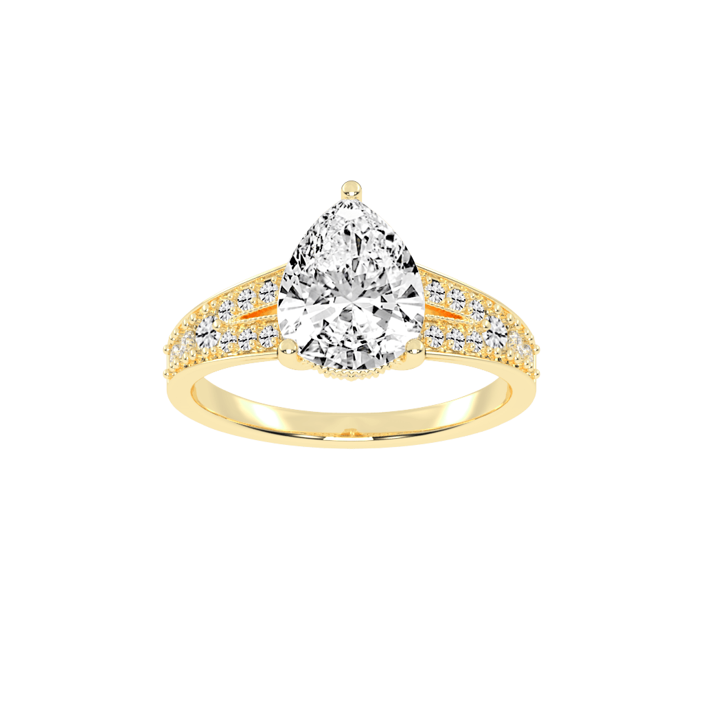 Pear Cut Split Shank  Lab Grown Diamond Engagement Ring