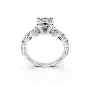 Asscher Cut Fancy  Lab Grown Diamond Engagement Ring with Round side stones