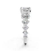 Asscher Cut Fancy  Lab Grown Diamond Engagement Ring with Round side stones