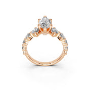 Marquise Cut Fancy  Lab Grown Diamond Engagement Ring with Round side stones