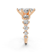 Marquise Cut Fancy  Lab Grown Diamond Engagement Ring with Round side stones