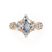 Marquise Cut Fancy  Lab Grown Diamond Engagement Ring with Round side stones