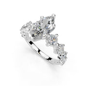 Marquise Cut Fancy  Lab Grown Diamond Engagement Ring with Round side stones