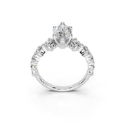 Marquise Cut Fancy  Lab Grown Diamond Engagement Ring with Round side stones