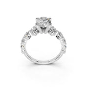 Oval Cut Fancy  Lab Grown Diamond Engagement Ring with Round side stones