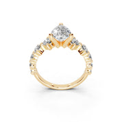 Pear Cut Fancy  Lab Grown Diamond Engagement Ring with Round side stones