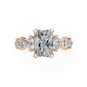 Round Cut Fancy Lab Grown Diamond Engagement Ring with Round side stones