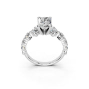 Round Cut Fancy Lab Grown Diamond Engagement Ring with Round side stones