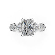 Round Cut Fancy Lab Grown Diamond Engagement Ring with Round side stones