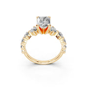 Round Cut Fancy Lab Grown Diamond Engagement Ring with Round side stones