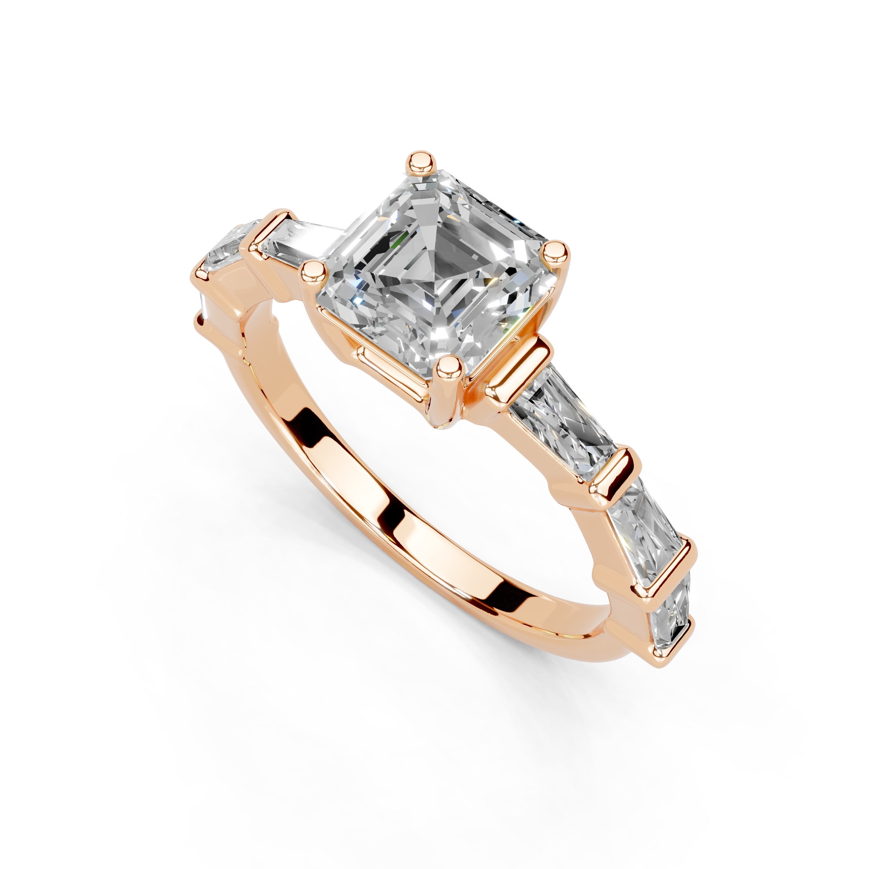 Asscher Cut Fancy  Lab Grown Diamond Engagement Ring