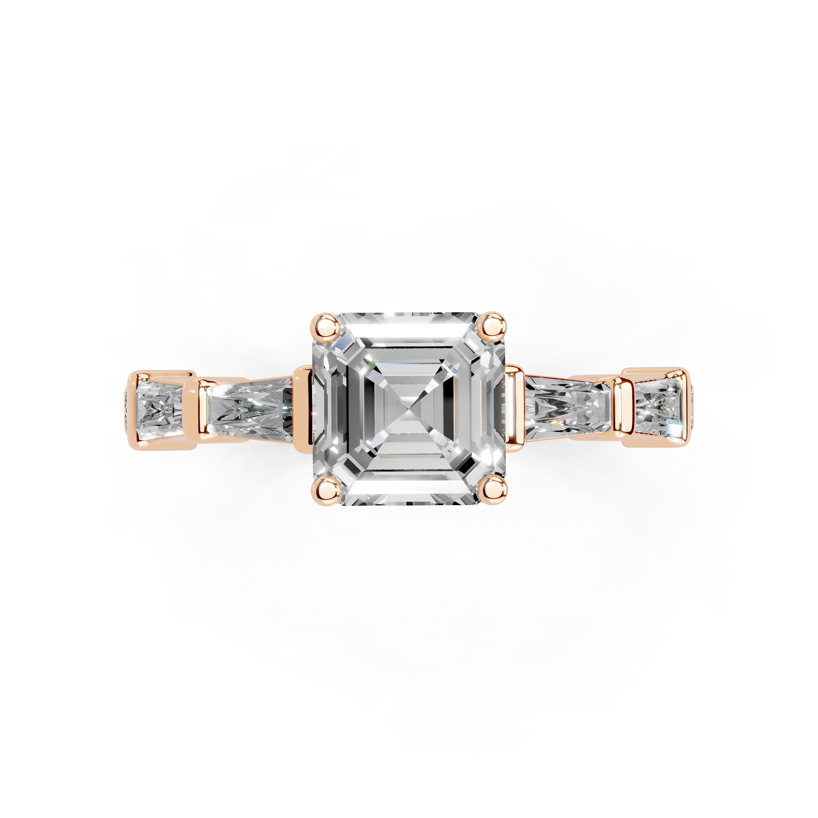 Asscher Cut Fancy  Lab Grown Diamond Engagement Ring