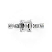 Asscher Cut Fancy  Lab Grown Diamond Engagement Ring