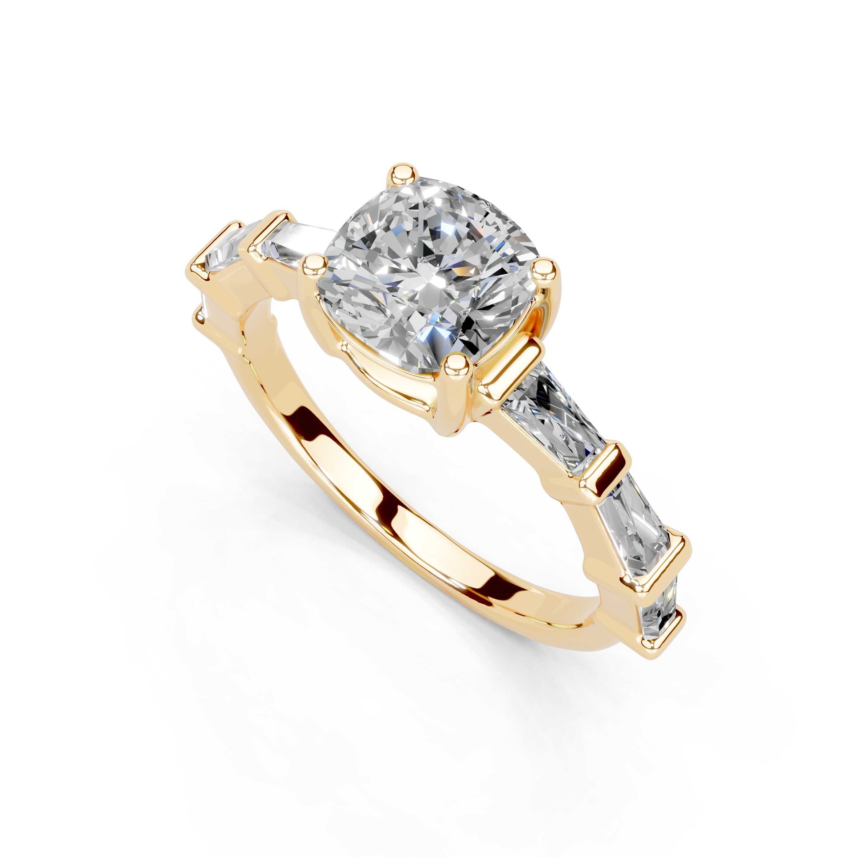 Cushion Cut Fancy Lab Grown Diamond Engagement Ring