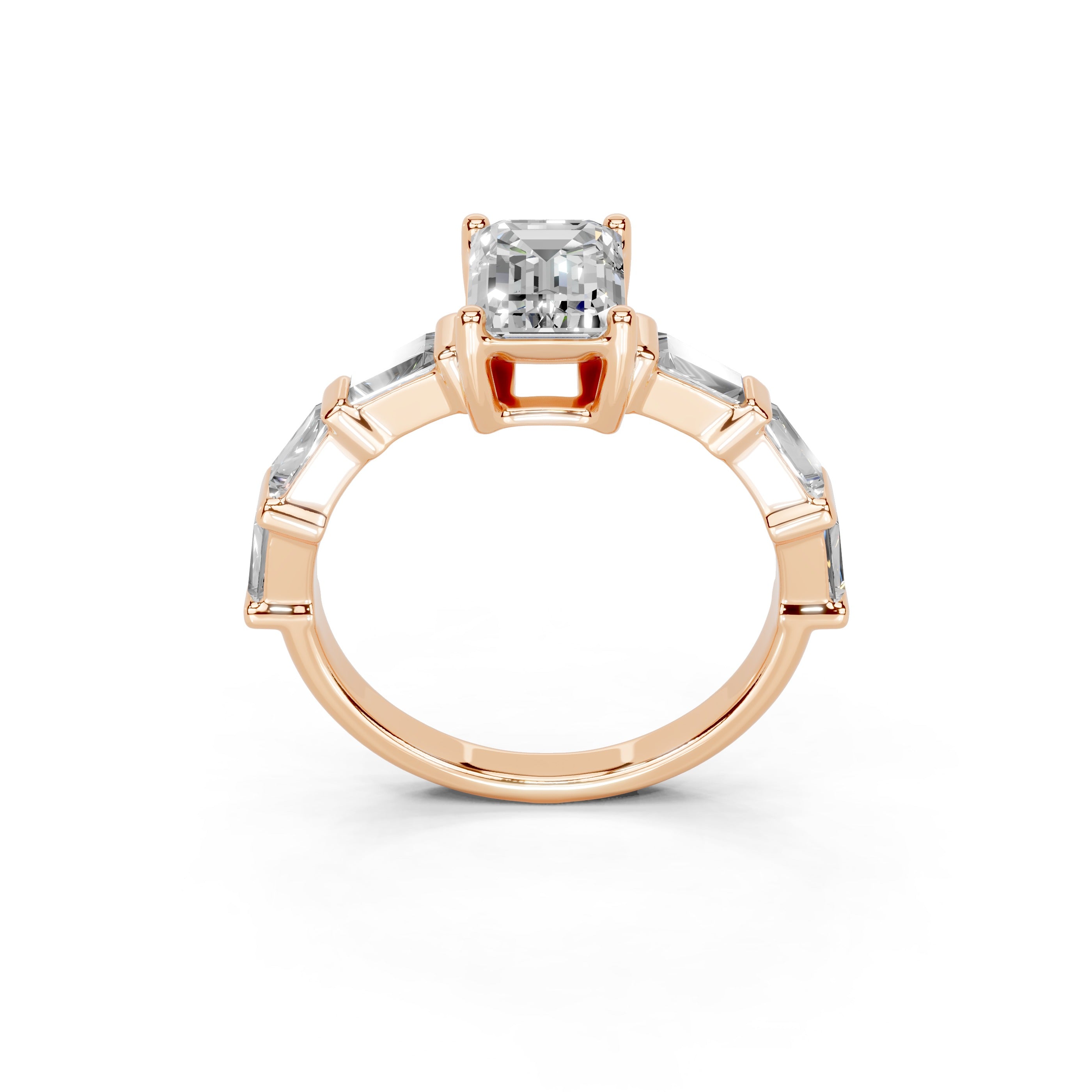 Emerald Cut Fancy Lab Grown Diamond Engagement Ring