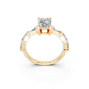 Emerald Cut Fancy Lab Grown Diamond Engagement Ring