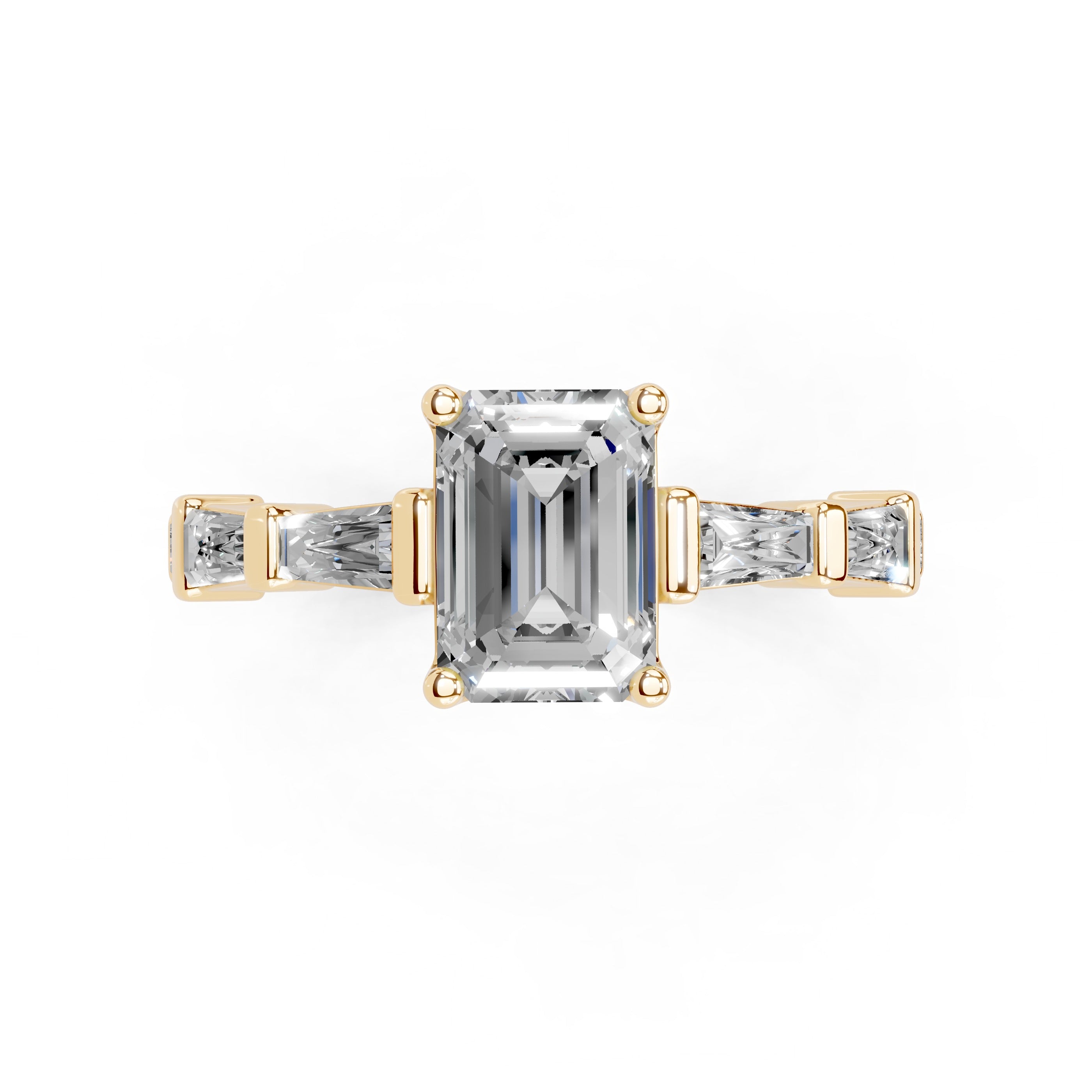 Emerald Cut Fancy Lab Grown Diamond Engagement Ring