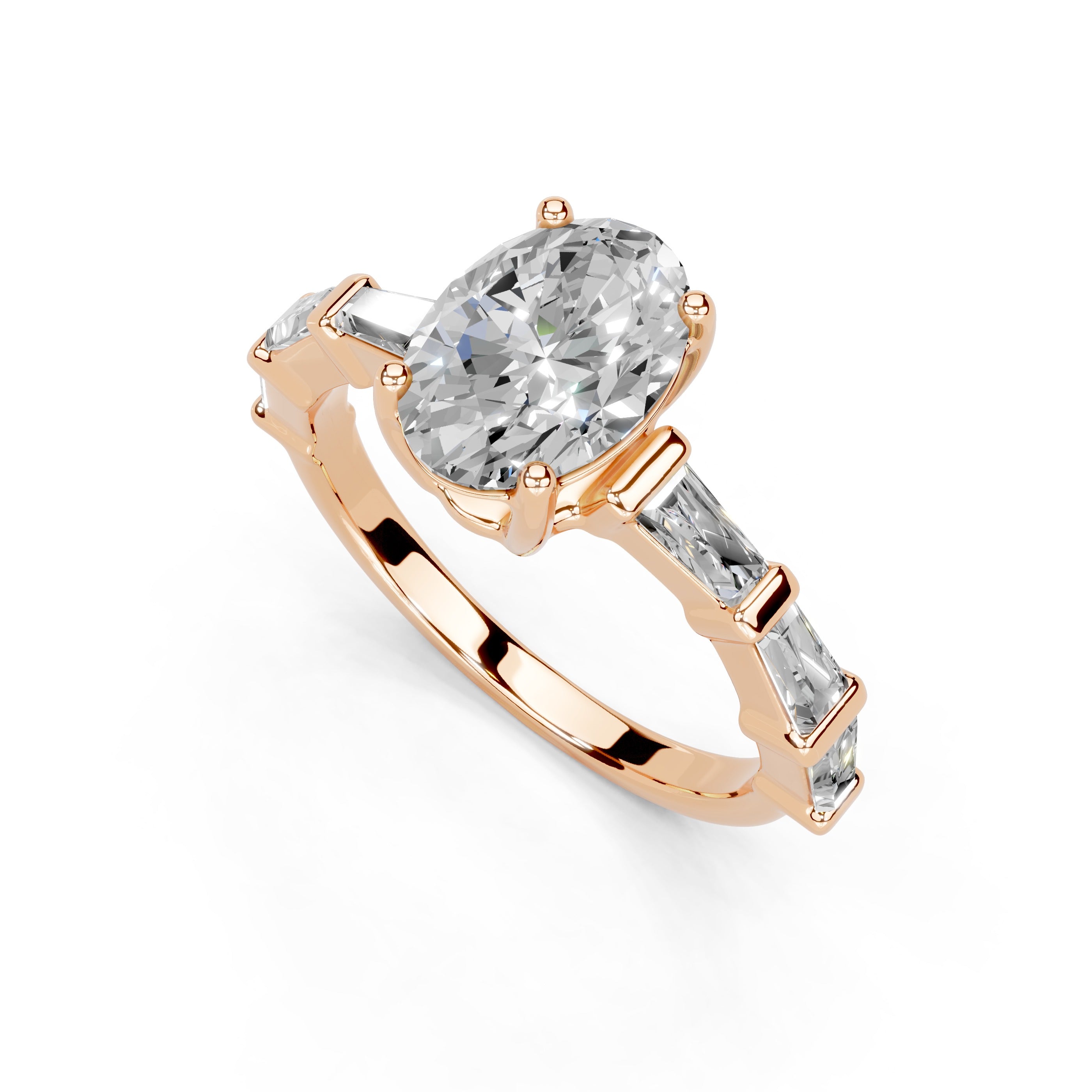 Oval Cut Fancy Lab Grown Diamond Engagement Ring