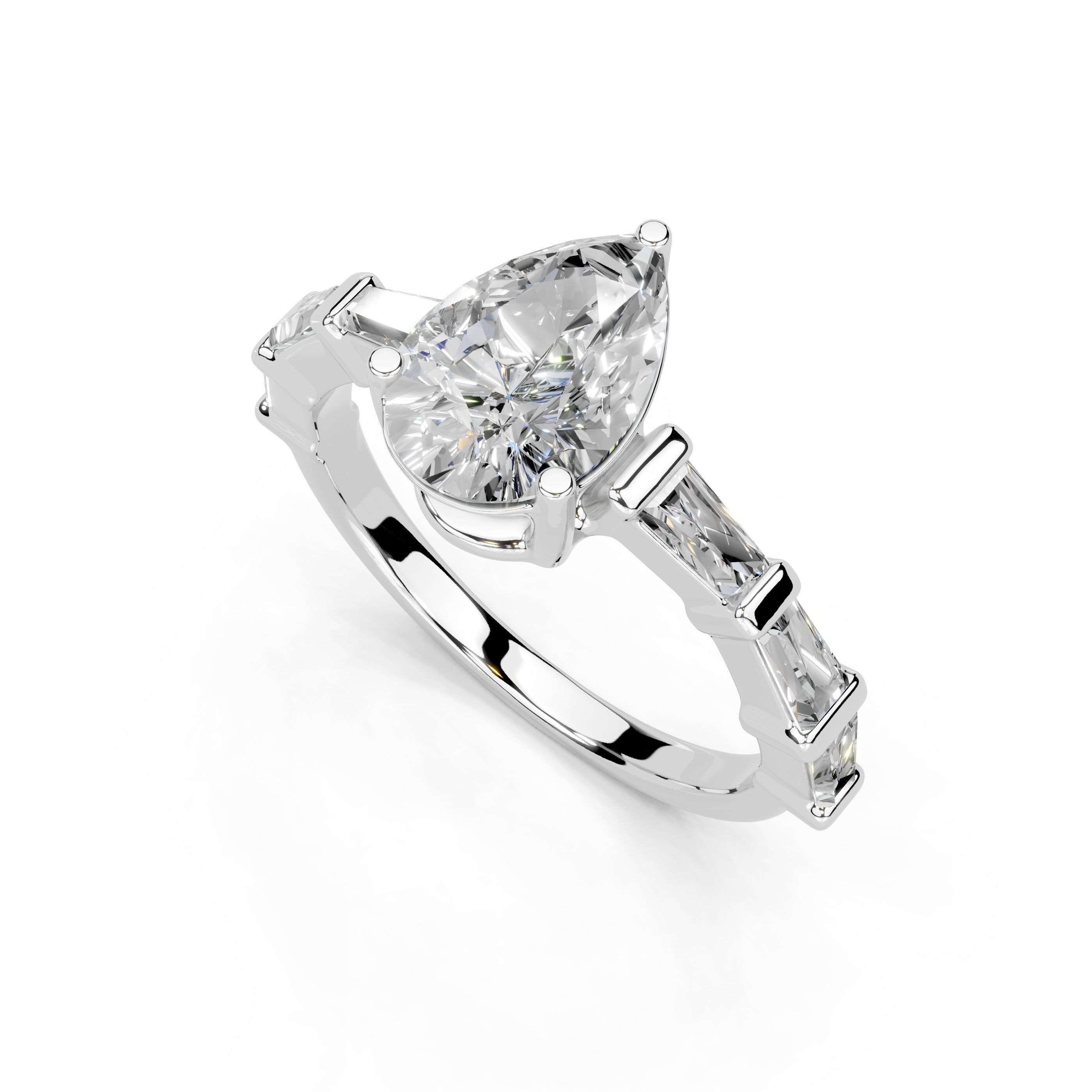 Pear Cut Fancy Lab Grown Diamond Engagement Ring