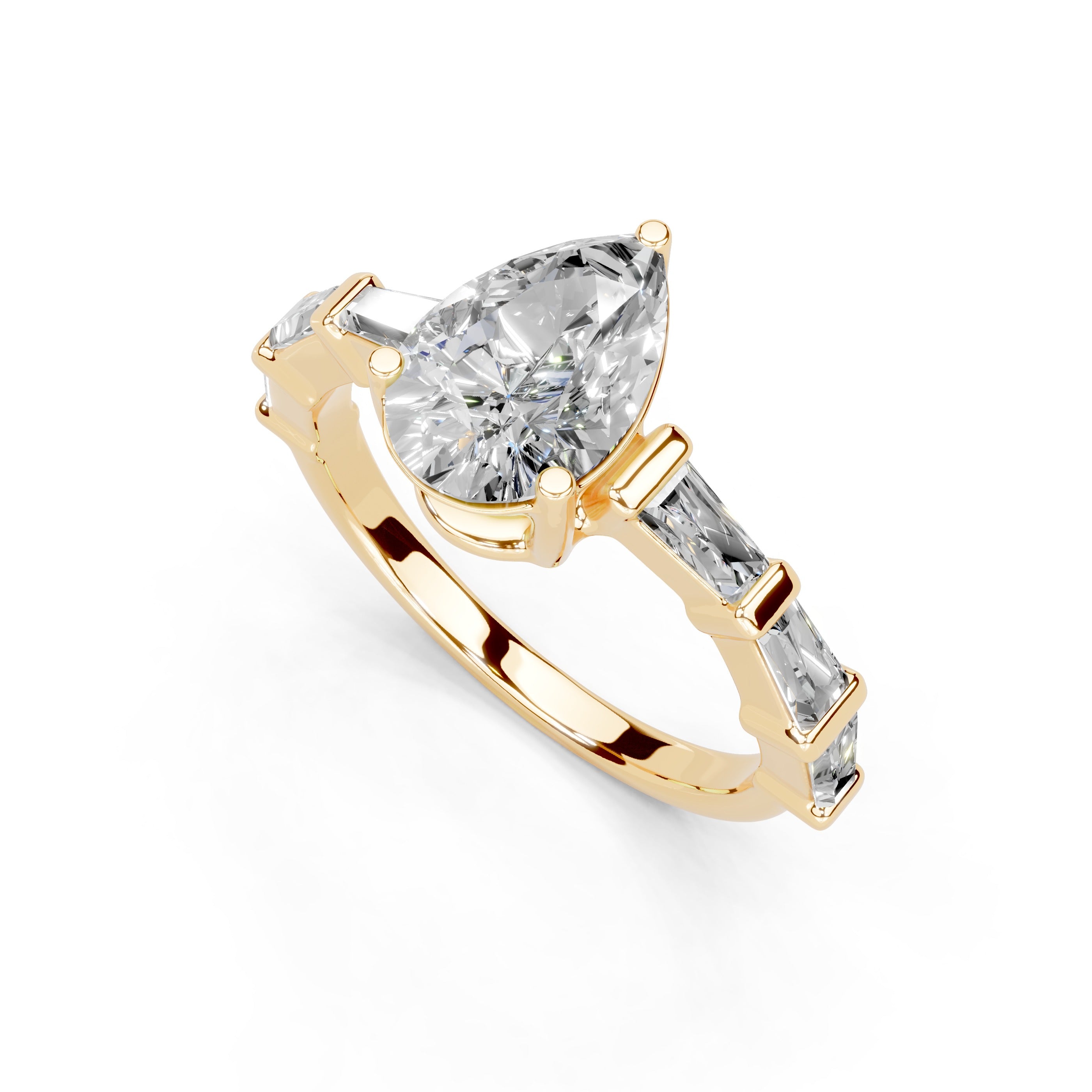 Pear Cut Fancy Lab Grown Diamond Engagement Ring