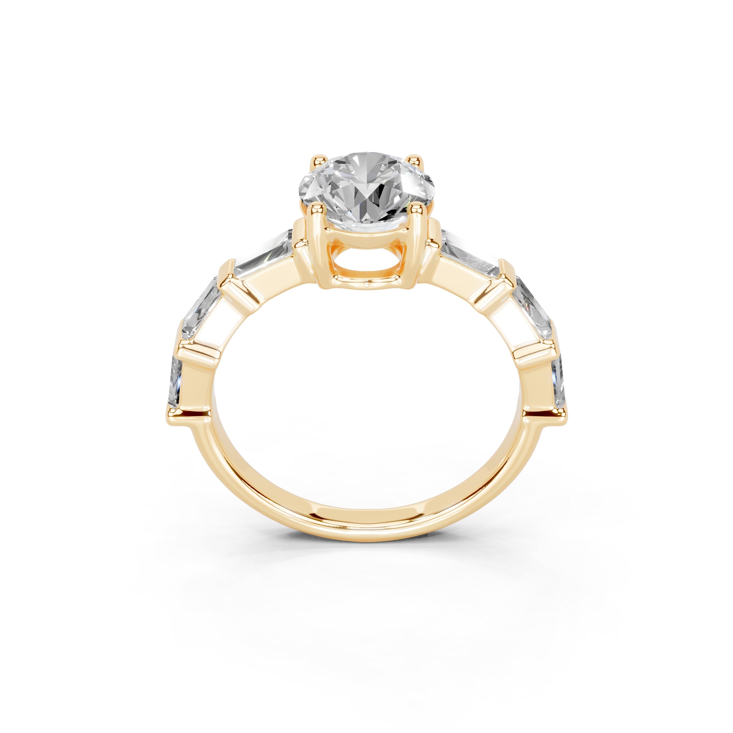 Round Cut Fancy Lab Grown Diamond Engagement Ring