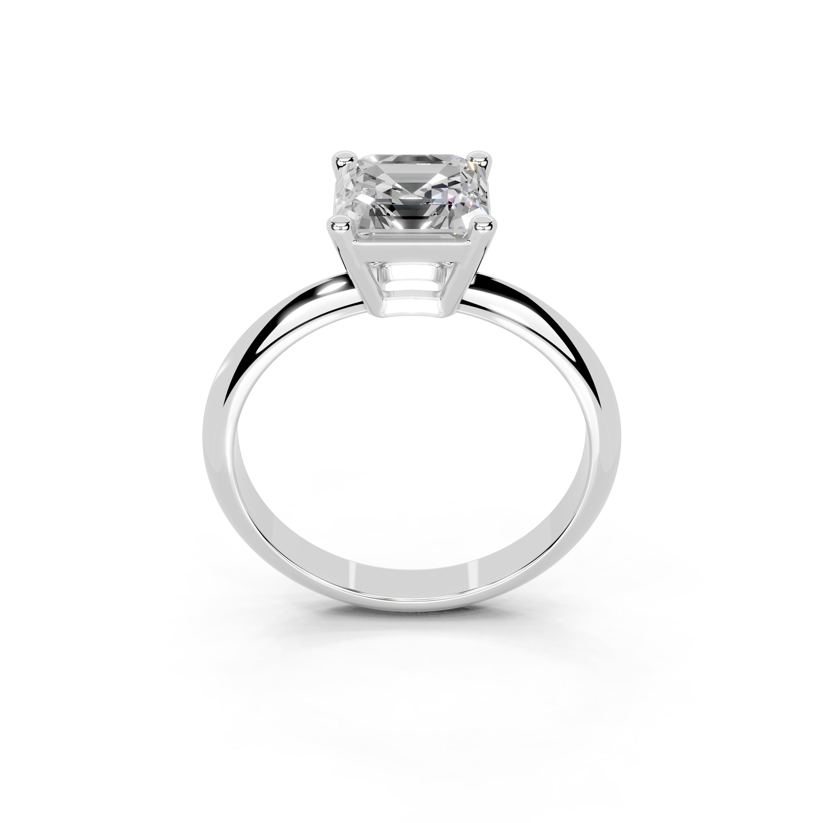 Asscher Cut Solitaire Lab Grown Diamond Engagement Ring (2 mm width)