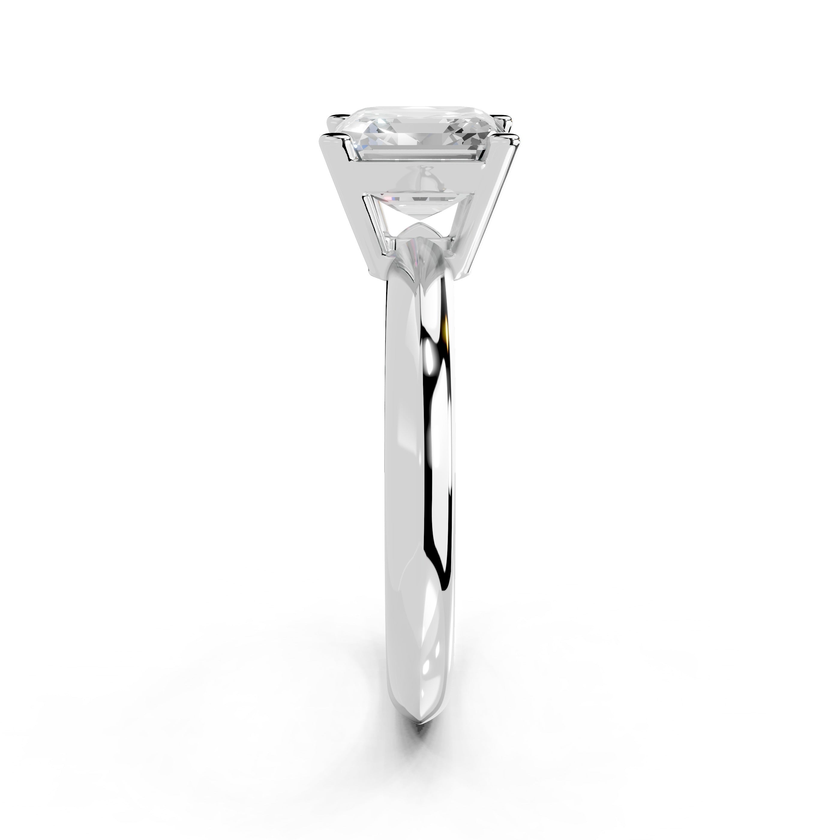 Asscher Cut Solitaire Lab Grown Diamond Engagement Ring (2 mm width)