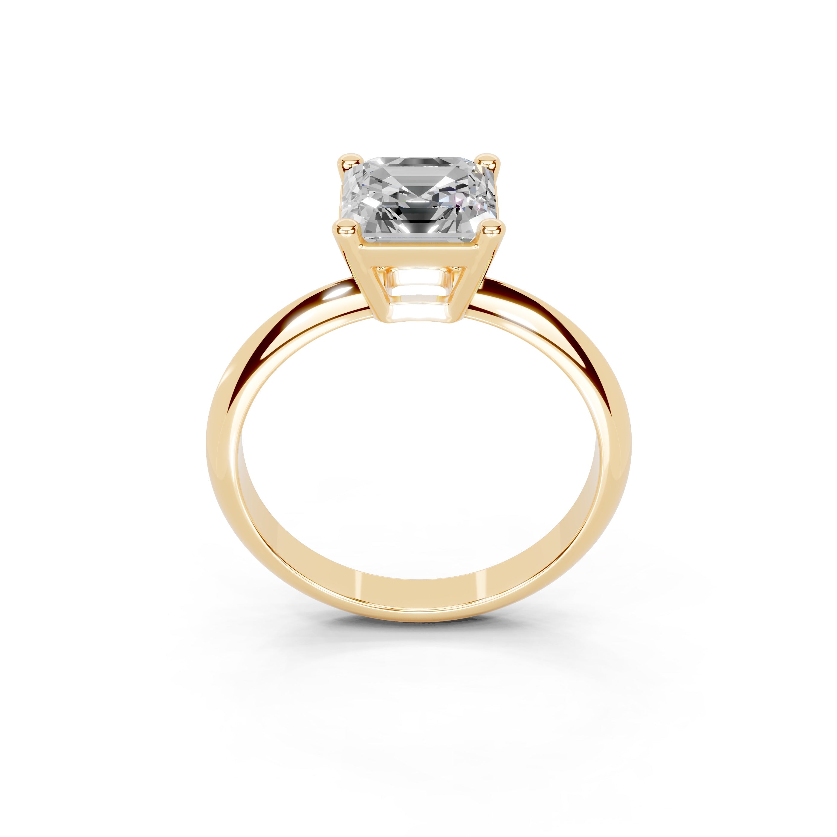 Asscher Cut Solitaire Lab Grown Diamond Engagement Ring (2 mm width)