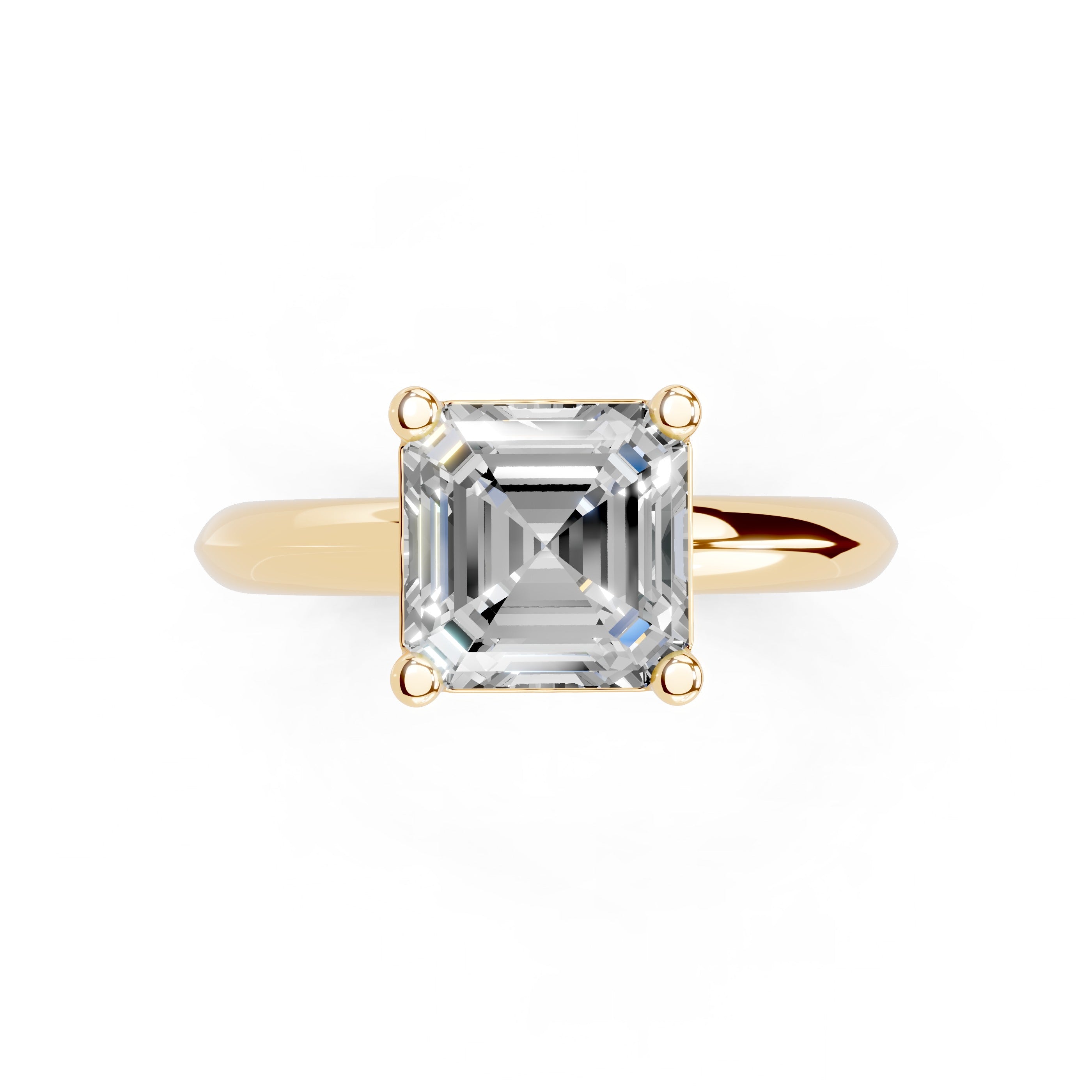 Asscher Cut Solitaire Lab Grown Diamond Engagement Ring (2 mm width)