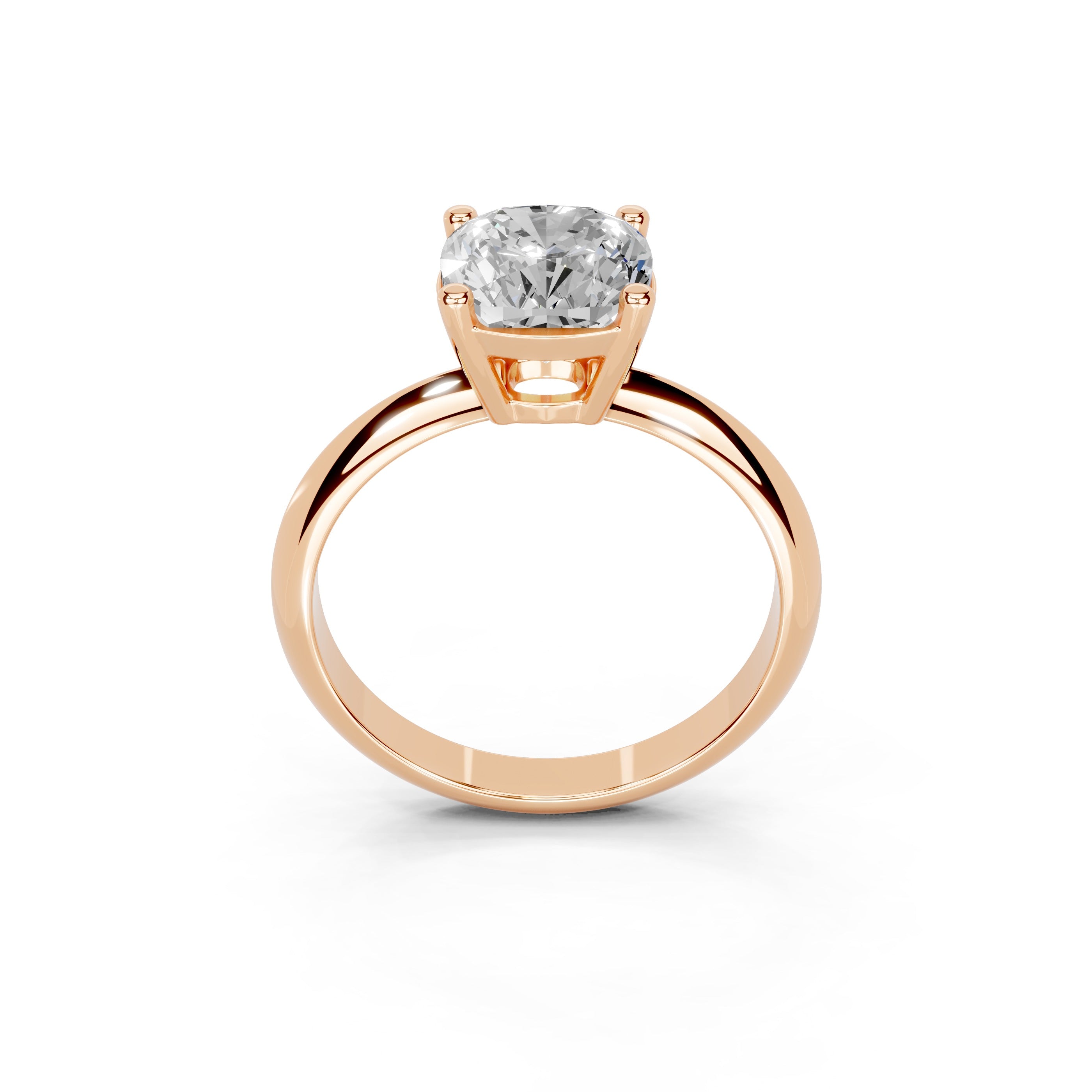 Cushion Cut Solitaire Lab Grown Diamond Engagement Ring (2 mm width)