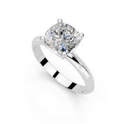 Cushion Cut Solitaire Lab Grown Diamond Engagement Ring (2 mm width)