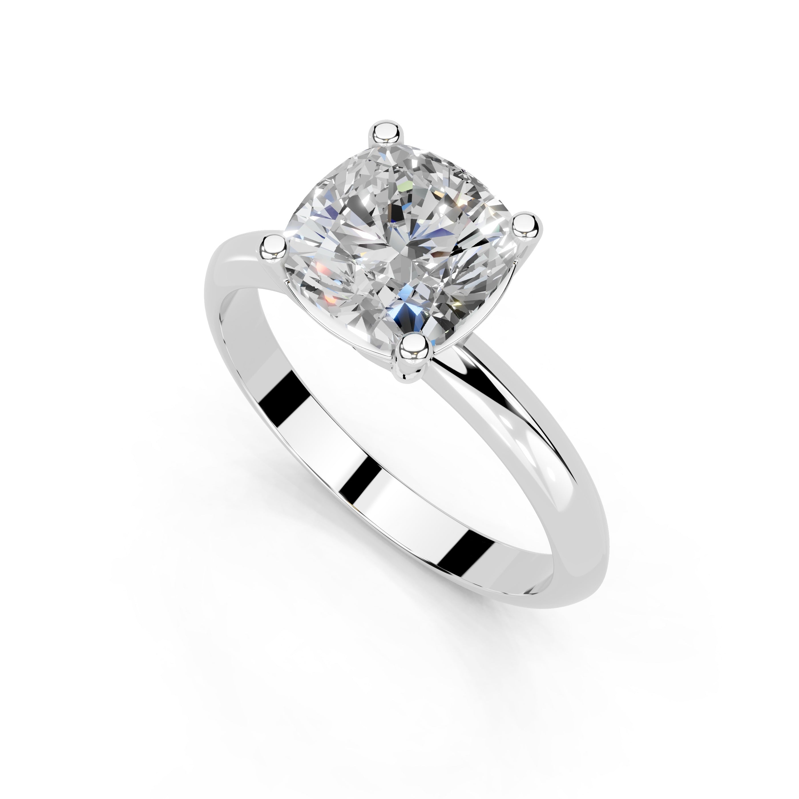 Cushion Cut Solitaire Lab Grown Diamond Engagement Ring (2 mm width)