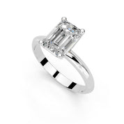 Emerald Cut Solitaire Lab Grown Diamond Engagement Ring (2 mm width)