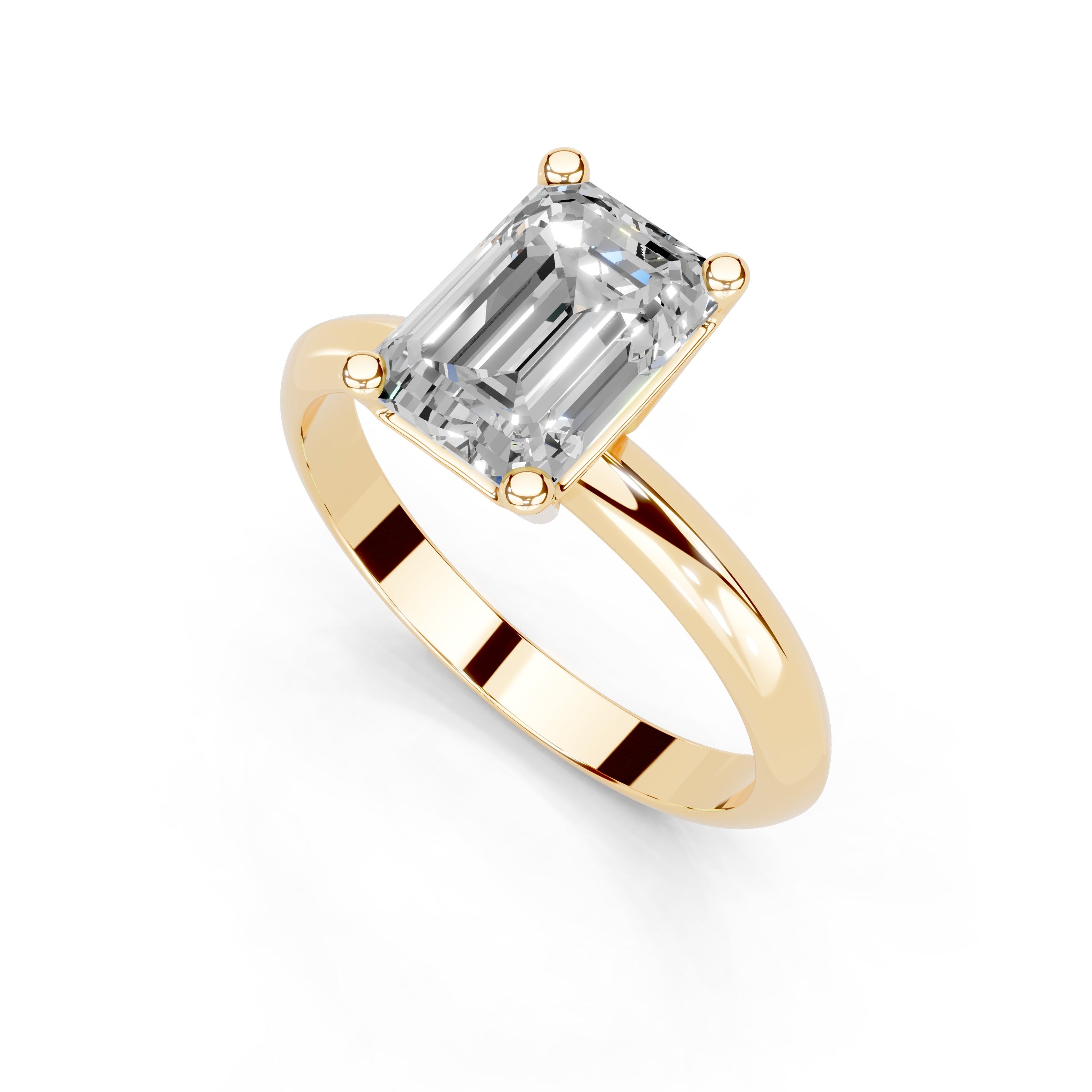 Emerald Cut Solitaire Lab Grown Diamond Engagement Ring (2 mm width)