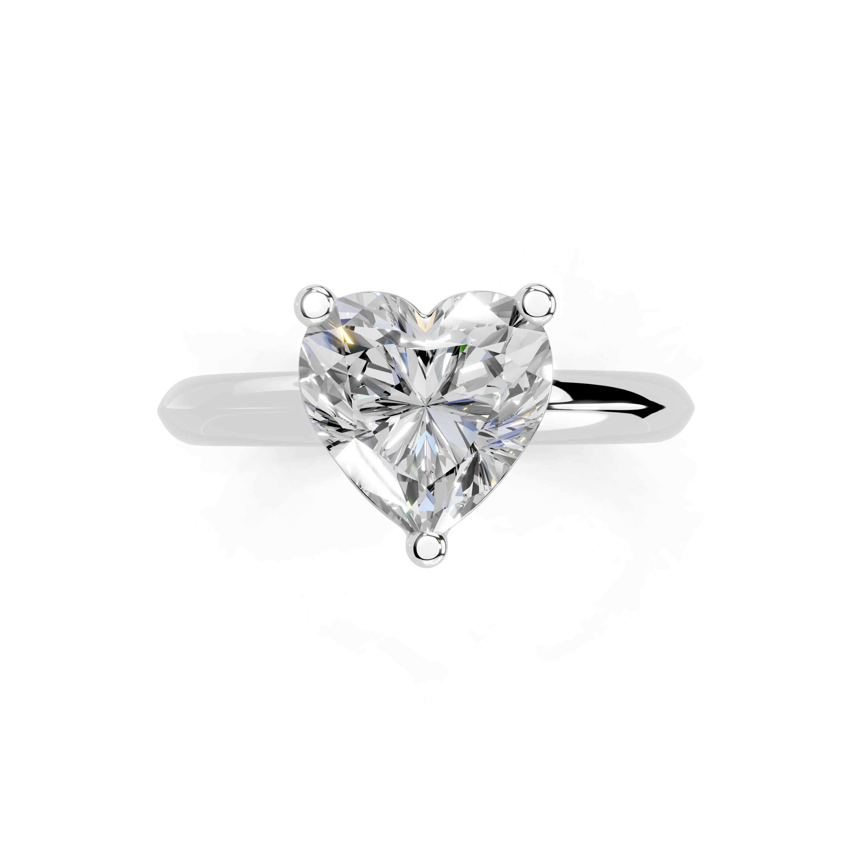 Heart Cut Solitaire Lab Grown Diamond Engagement Ring (2 mm width)