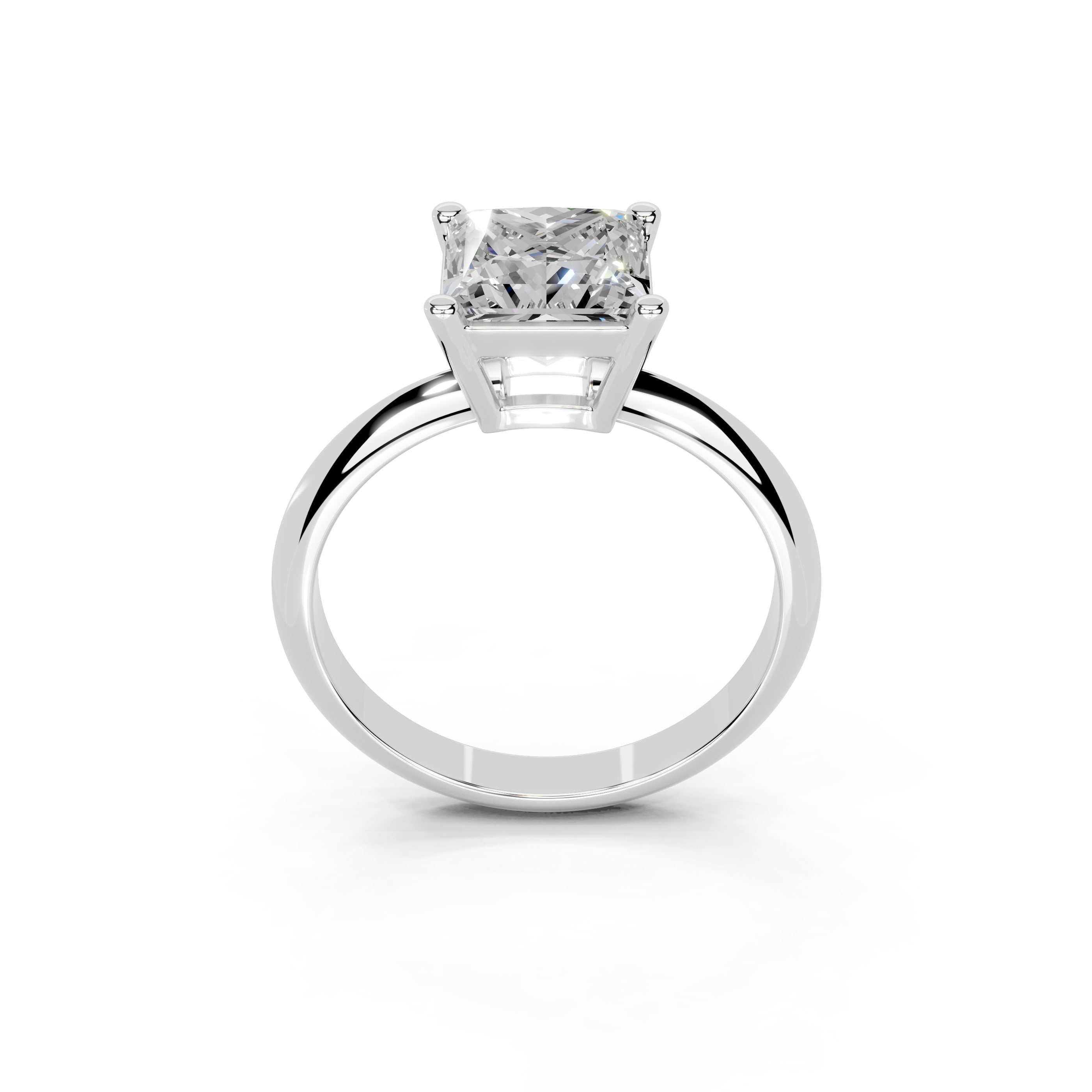 Princess Cut Solitaire Lab Grown Diamond Engagement Ring (2 mm width)